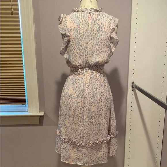 Aqua Cream and Tan Ruffled Tiered Midi Dress - Picture 9 of 13